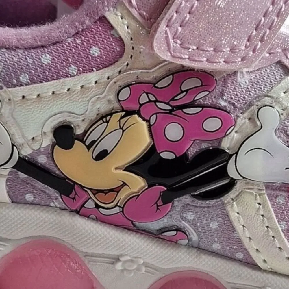 Minnie shoes for girls sneakers with LED light without laces Pink Size 10 (18cms
